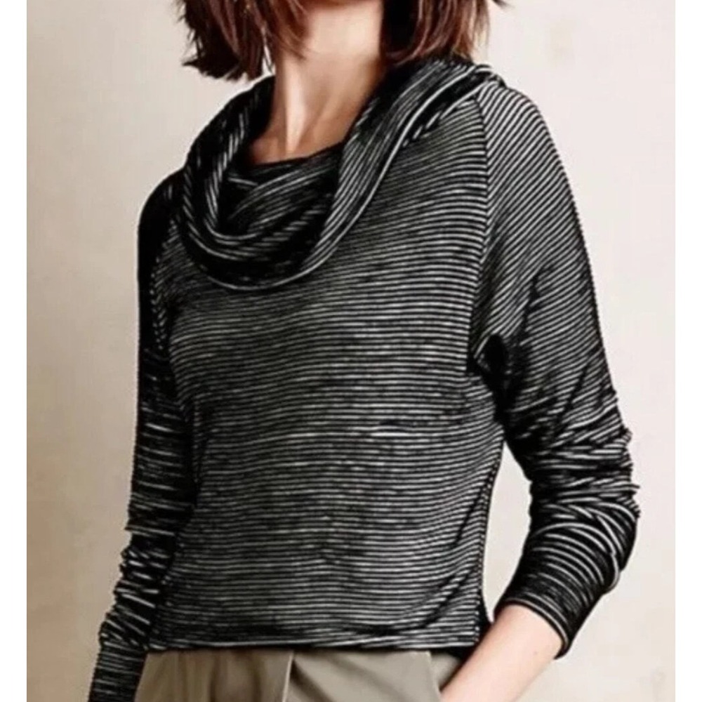 Dolan Left Coast Collection Cowl Neck Striped Top Black White Size L 17534P